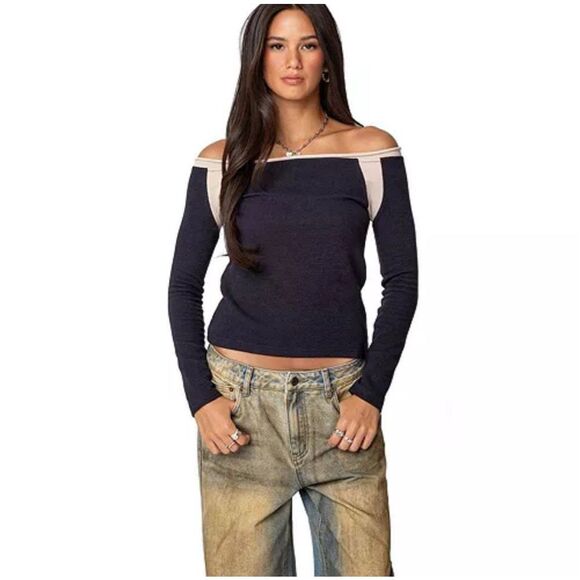 Edikted Womens Off Shoulder Thermal Top large - Picture 1 of 7